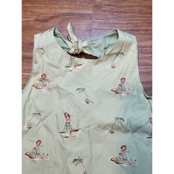Gymboree Hawaiian Tropical Palm Tree Green Sleeveless Dress Size 7 - Picture 3 of 5